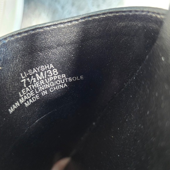 Lori Goldstein Women Black Pebbled Leather Wedge Adjustable Sandals 7.5M 38 - Picture 5 of 5